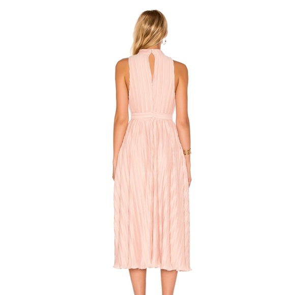 NBD REVOLVE PINK PLUNGING V-NECK PLEATED MIDI DRESS - Picture 6 of 10